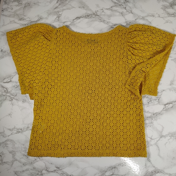 Madewell Texture and Thread Yellow Eyelet Lace Top Size XXS - Picture 4 of 9